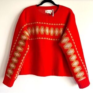 Anthropologie Tinsley Premium Cashmere Intarsia Knit Sweater Size XS